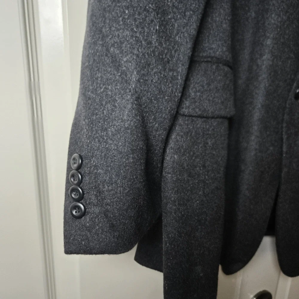 Pronto Moda Lambs Wool Cashmere‎ Blend Sports Coat Charcoal 48L Measurement Pics